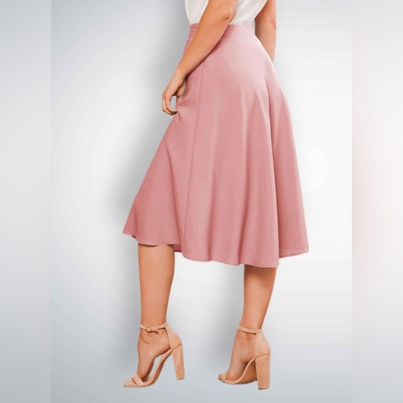 NWT Women’s Vintage Style High Waist Side Zip Flair Shirt Dusty Pink Size XL - Picture 3 of 10